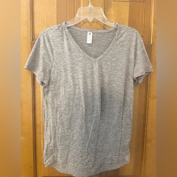 90 Degrees V-Neck Athletic Top Womens Size Medium‎ Gray Short Sleeve Workout - Picture 1 of 6